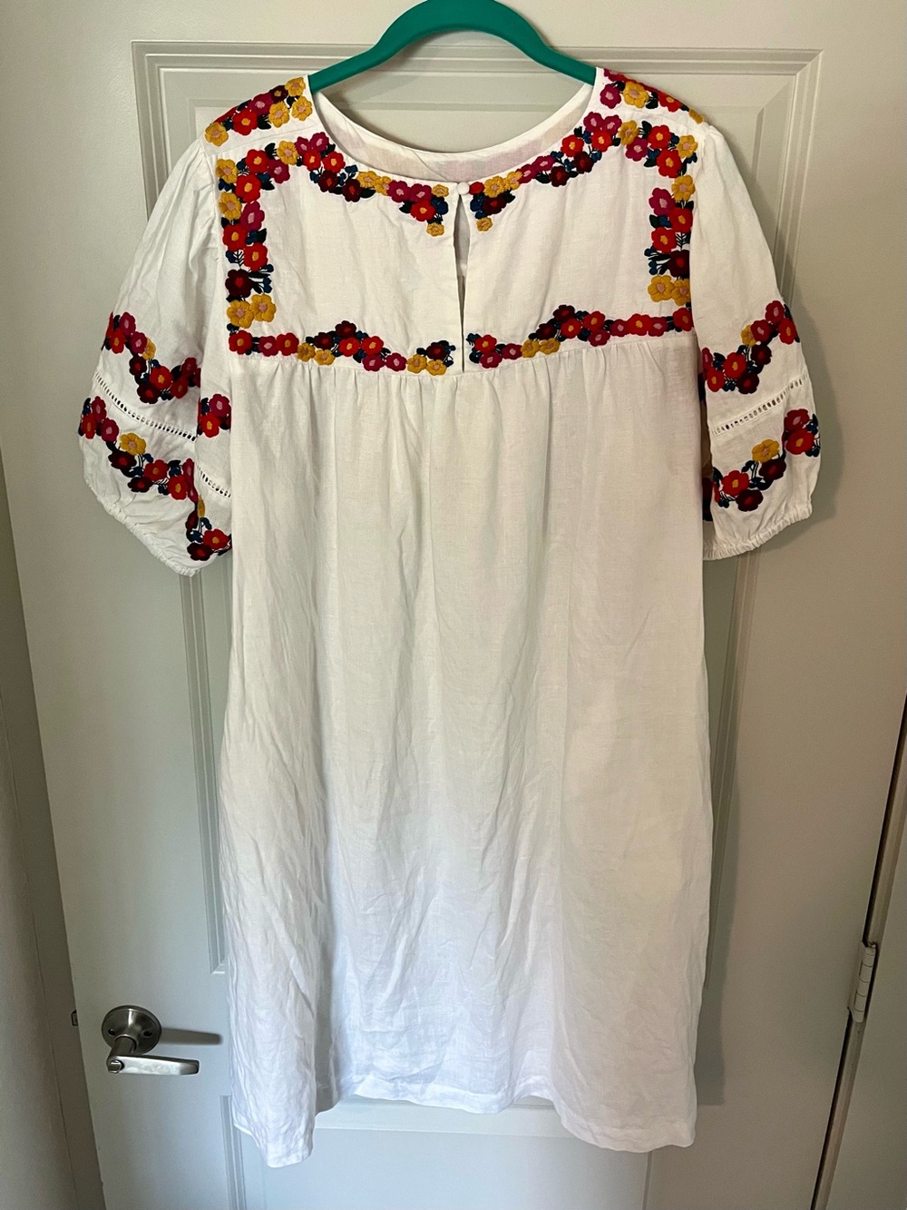 Boden White Floral Embroidered Dress Size 16/18 Cottagecore Boho - Picture 3 of 3